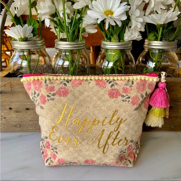 Natural Life•NWT•”Happily Ever After”•Zip Top Cosmetic Bag•Tasseled Tapestry Bag - Picture 5 of 12